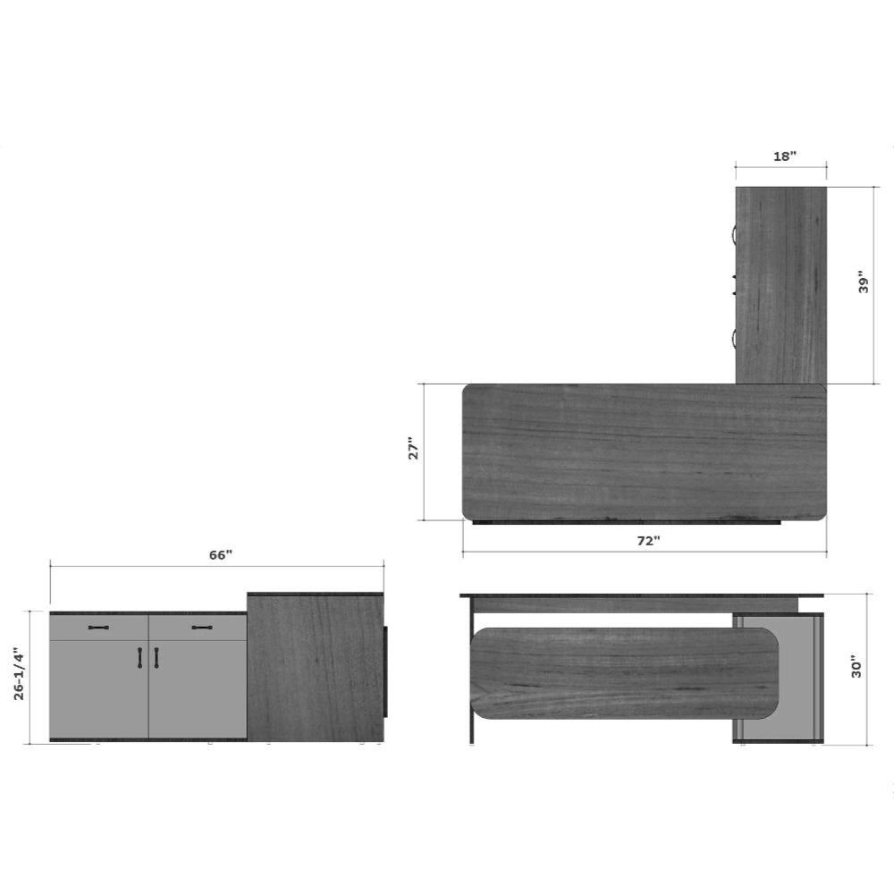 concave corner work desk