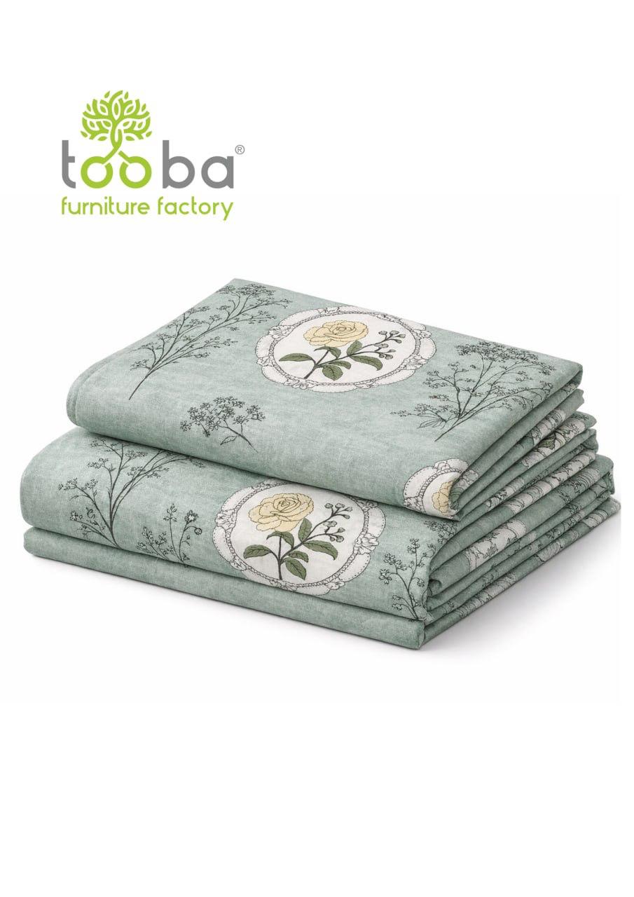 Sukoon King Size Cotton Satin Bedsheet Set with 2 Pillow Cases, Floral/Geometric Pattern, 275x275 cm, 150 TC, Soft Breathable (Pista Green)