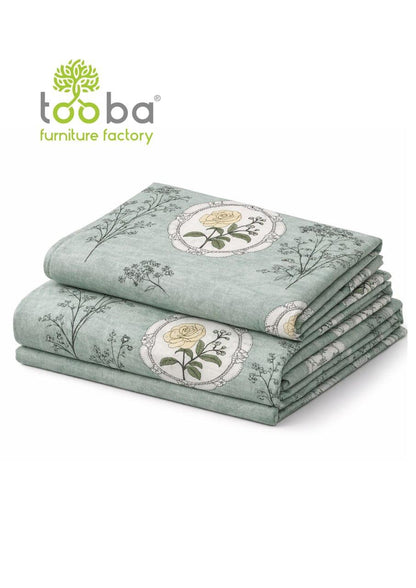Sukoon King Size Cotton Satin Bedsheet Set with 2 Pillow Cases, Floral/Geometric Pattern, 275x275 cm, 150 TC, Soft Breathable (Pista Green)