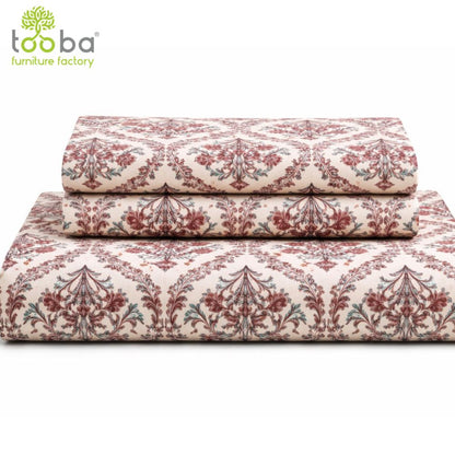 Sukoon King Size Cotton Satin Bedsheet Set with 2 Pillow Cases, Floral/Geomatric Pattern, 275x275 cm, 150 TC, Soft Breathable (Red Floral)